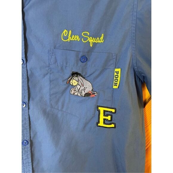 Disney Jerry Leigh Eeyore Cheer Squad With Patches Button Up Shirt Small Vintage - Picture 2 of 6